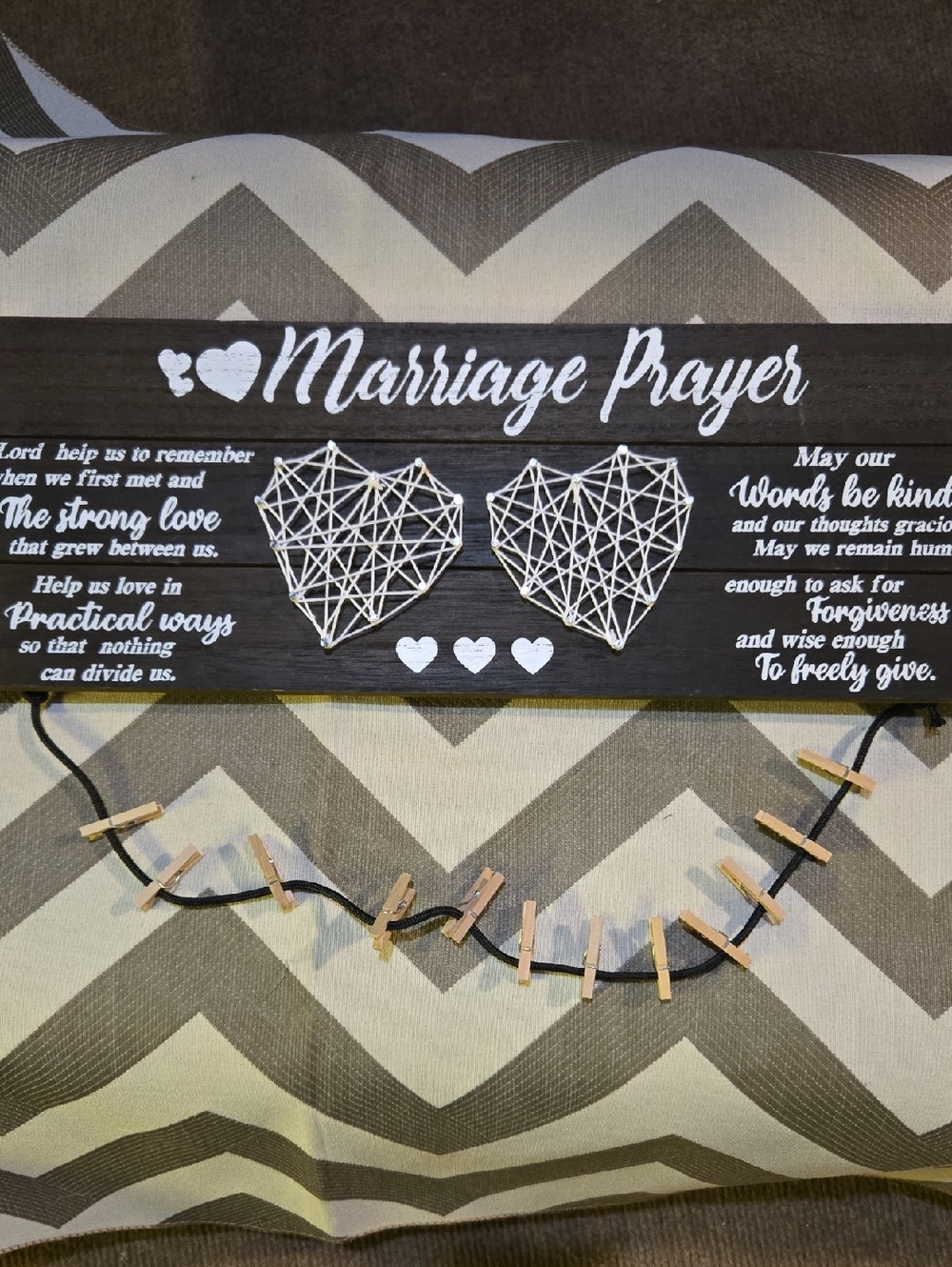 Marriage Prayer Wooden Wall Sign - White Text on Dark Wood